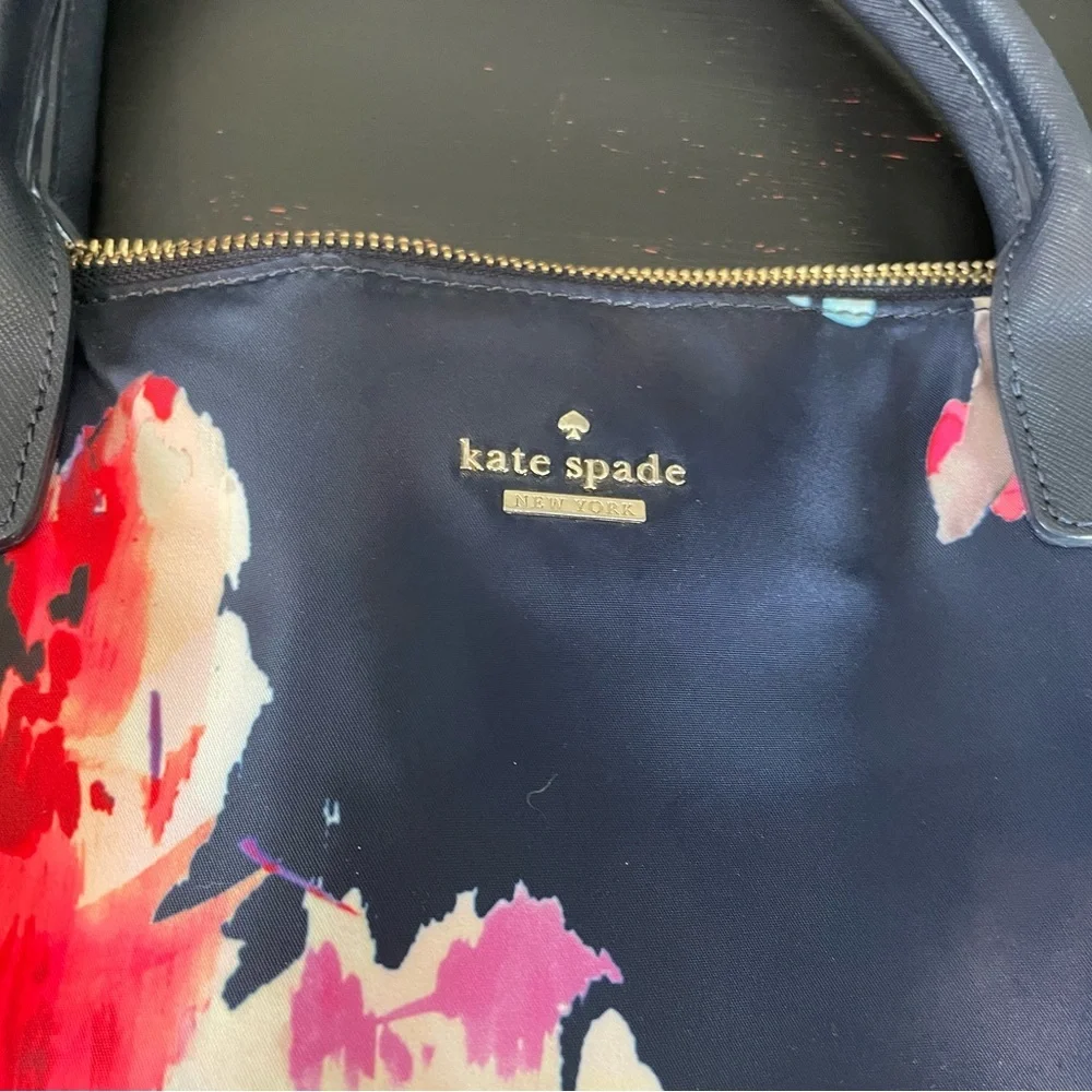 Kate Spade Blake Avenue Navy and Floral Nylon Daveney Laptop Bag